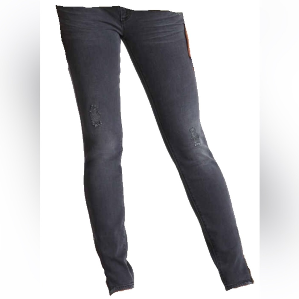 Genetic Denim EUC Zipper Ankle Skinny Jeans Gray Distressed Size 29
